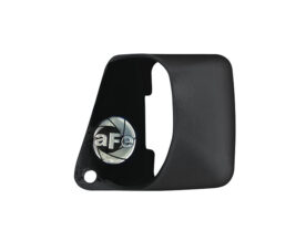 Black plastic automotive cover featuring a circular metal aFe emblem on the left side