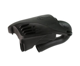 Black scuba inflator handle with attached hose, used to inflate a buoyancy compensator (BCD).