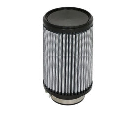 Cylindrical pleated metal air filter with black end caps, likely for an engine or HVAC unit
