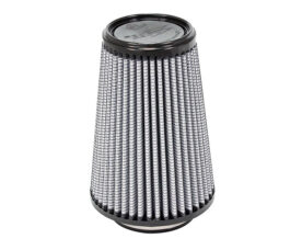Conical air filter with pleated metal mesh and black rims, used in engine intake