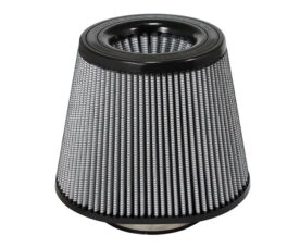 Conical car engine air filter with pleated metal mesh and black rubber ends