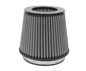 Cone-shaped pleated air filter with black rubber ends, used in automotive engine air intakes.