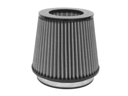 Cone-shaped pleated air filter with black rubber ends, used in automotive engine air intakes.
