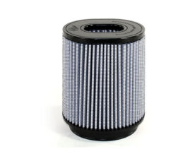 Cylindrical pleated air filter with black end caps and metal mesh exterior