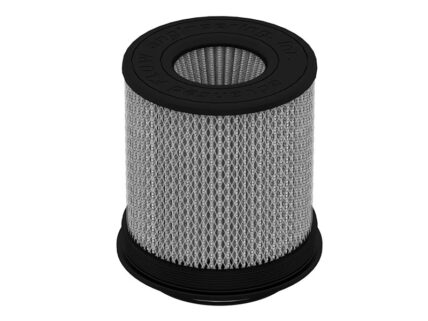 Cylindrical pleated air filter with black end caps, likely for an air purifier or HVAC unit.