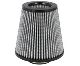 Cone-shaped engine air filter with pleated metal mesh and black rims