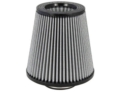 Cone-shaped engine air filter with pleated metal mesh and black rims