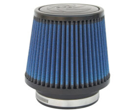 Conical blue pleated car engine air filter with metal base