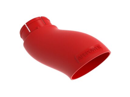 Red silicone turbo intake elbow hose with embossed AFE Power branding for high-performance air intake systems.