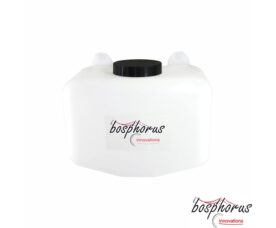 White plastic jerry can with a black screw cap and a Bosphorus Innovations label on the side.