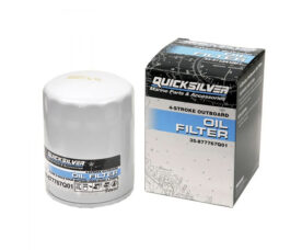 Oil filter with its QuickSilver box for 4-stroke outboard engines (marine parts).