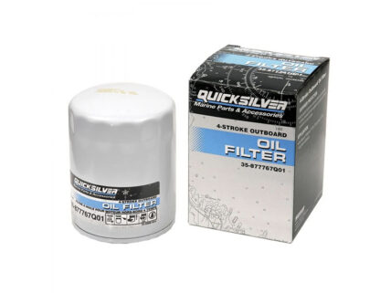 Oil filter with its QuickSilver box for 4-stroke outboard engines (marine parts).